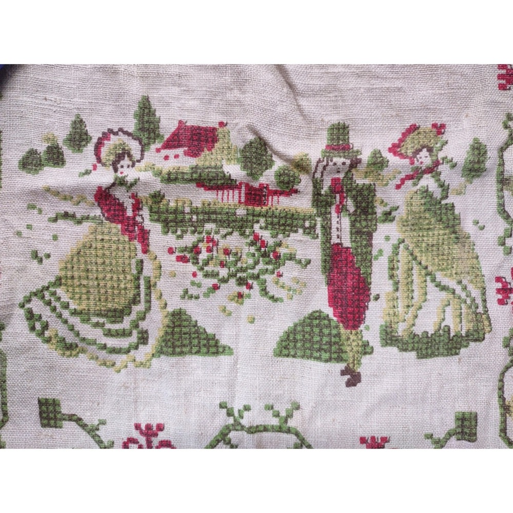 Vintage 1958 Stevens Linen Original Calendar Towel Colonial Garden Tea Towel